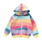 Girls Zip Up Hoodie Jackets for Girls Toddler Girl Kids Sweatshirt Rainbow Clothes Cotton Lightweight Casual Outerwear Top Fall Winter Pink Size 2-3 Years Old 3T