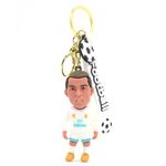 Daiyamondo Cheers on Your Favorite Team With Your Favorite Football Player Jersey 3D Rubber keychain With Long Ribbon - A Vibrant Accessory for Soccer Fans and Collectors (White Ronaldo)