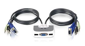 IOGear 2-Port MiniView Micro USB Plus KVM Switch with Audio and 4 Cables GCS632U