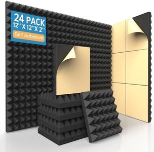 AUSLET 24 Pack Acoustic Foam Panels with Self-Adhesive – High-Density Pyramid Soundproof Wall Panels for Studios, Home Theaters, Gaming, Podcast Rooms – Noise Reduction & Echo Absorption Foam
