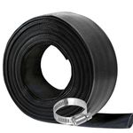 2 IN x 50 FT Pool Backwash Hose, Industrial Grade PVC Lay Flat Water Discharge Hose, Weather and Burst Resistant, Best Pool Filter Pump Hose & Pool Drain Hose, Black, with Hose Clamp