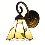 Tiffany Corridor Wall Lights Lamp One Head Bedroom Bedsides Beige Glass Lampshade Wall Scocne Balcony Porch Mirror Front Bathroom Wall Lighting Fixtures