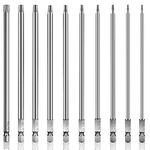 Rocaris 10pcs 6 In T8 - T40 Security Torx Bit Set - Torx Star Drive Security Screws - S2 Steel, 1/4 Inch Hex Shank - Fit All Standard Bit Holders Air and Power Tools