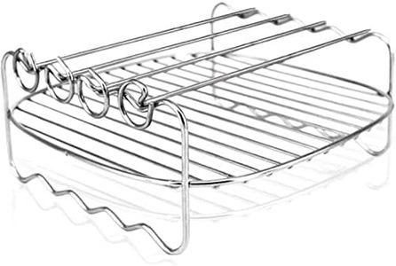 Air Fryer Double Layer Rack, Air Fryer Accessories Multi-Purpose Rack Fits Most 4.2QT or Above（8in,4pins）