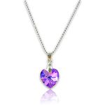 JEWELOPIA Heart Titanic Stylish Solitaire Crystal pendent Locket Jewellery best gift For girls women (Purple)