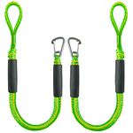 3FT Bungee Dock Line Boat Ropes for Docking Line Mooring Rope with Stainless Steel Clip Accessories for Boats 2PCS (Green)