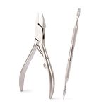 Trim Simply Foot Ingrown Toenail Kit - Includes Stainless Steel Toenail Nipper and Stainless Steel Dual-Ended File - Professional Foot Care Set for Salon Quality Grooming - Easy-to-Use - 2 Piece Set