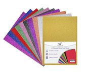 Assorted Colour Glitter Sparkle Card A4 No Mess Glittery Craft Card Sheets 250gsm Glitter Paper for Crafts & Card Making Laser Printed Non Drop Glitter Sheet (10 Assorted Colours - 100 Sheets)