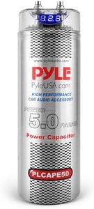 Pyle 5.0 Farad Digital Power Capacitor - High-Performance Car Audio Accessory with Blue Digital Display, Voltage Readout, Over Voltage Protection, Mounting Hardware, DC 12-24V - PLCAPE50