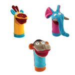 Cate & Levi - Zoo Collection Hand Puppets - Set of 3 - Handmade in Canada - Includes Monkey, Giraffe and Elephant