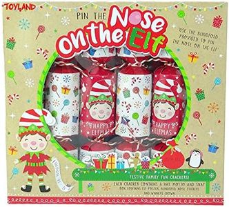 Toyland Pack of 6 - Pin The Nose On The Elf Game Christmas Crackers - Novelty Christmas Crackers
