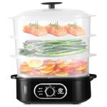 SUPERLEX 3-Tier Food Steamer 12L, Electric Vegetable Steamer with 3- layer Removable Cooking Bowl & Lid, for Healthy Steam Meal, 60-min Timer, BPA-Free