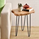 WELLAND Natural Edge End Table, Wood Side Table, Nightstand, Plant Stand 20.5" Tall