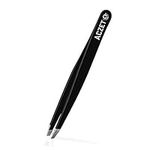 Eyebrow Tweezers, Professional Stainless Steel Precision Tweezers for Eyebrows Plucking, Ingrown Hair Remover (Black)