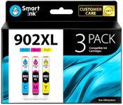 Smart Ink Compatible Ink Cartridge Replacement for HP 902 XL 902XL (C/M/Y, 3 Pack) with Advanced Chip Technology to use with OfficeJet 6951 6954 6956 6958 6962 6950 OfficeJet Pro 6968 6974 6975 6960