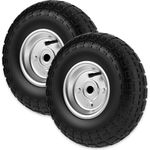 ZENO Wheelbarrow Wheels - 2 x 10" | Pneumatic Wheels Set | Truck Trolley Puncture Proof Tyre for Garden Heavy Duty Trolley Trailer Truck | Black Solid Replacement Wheelbarrow Wheel 3.50-4