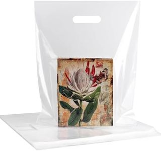 POPGIFTU Clear Handles Bags 100 Pack- 12x15 Inch Medium Clear Shopping Bags, 1.75 Mil Thick Retail Plastic Merchandise Gift Bag with Die-Cut Handle for Small Business, Boutique, Store, Gift Packaging