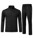 Rdruko Men's Tracksuits 2 Piece Set Athletic Sports Casual Full Zip Jogging Sweatsuit, Black, Small