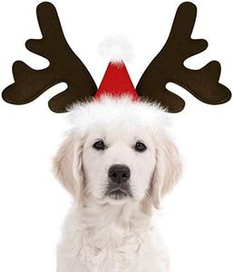 KUDES Dog Christmas Reindeer Antlers Headband Classic Elk Hat Headwear Pet Costumes Accessories