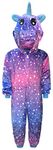 Kids Unicorn Onesie Girls Comfy Pyjamas Boys Soft Sleepsuit Gifts for Children Animal Jumpsuit Dress Up Costume (4-5 Years, Unicorn - Purple Pink Stars)