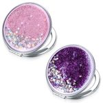 ANBEEISS 2 Pcs Compact Mirror for Handbag Mirror, Pocket Mirror for Women Girls Men, Portable Folding Travel Makeup Mirrors, Double-Sided Make Up Magnifying Mirror, Round Handheld Mirror for Purse