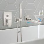 gotonovo Wall Mounted Bathtub Faucet with Hand Held Sprayer and Swivel Tub Filler Dual Functions Single Handle Bathroom Shower System Mixer for Tub Rough-In Valve Included Brushed Nickel