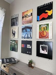 3D Lasers Lab Minimalist Vinyl Record Album Wall Mount Display- 30-Pack | No Wall Damage so Perfect for Apartments, Dorms, & Office | Your Favorite Holder for Your 7-12 inch LPs… (Black, 30-Record)