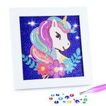 PATPAT® DIY 5D Diamond Art Kit for Kids Diamond Painting for Kids Color Unicorn Diamond Painting Kit with Frame & Tool Art Craft Home Christmas Decor for Kids 5-12 Years Old, Arts and Crafts for Kids