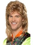 Smiffy's Men's Mullet Wig Highlights, Brown, One Size