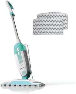 Shark S1000 Steam Mop with 2 Dirt Grip Pads, Lightweight, Safe for all Sealed Hard Floors like Tile, Hardwood, Stone, Laminate, Vinyl & More, Machine Washable, Removable Water Tank, White/Seafoam