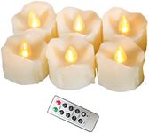 Erosway Flameless Candles, Realistic Flickering LED Tea Lights Battery Operated, 200 Hours of Nonstop Working with Remote and 2/4/6/8 Hours Timer. 6pcs/Pack (White)
