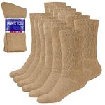 Diabetic Socks Mens Cotton 6-Pack Crew Beige By DEBRA WEITZNER Size 13-15