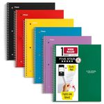 Five Star Spiral Notebooks + Study App, 6 Pack, 1 Subject, Wide Ruled Paper, Fights Ink Bleed, Water Resistant Cover, 8-1/2" x 10", 100 Sheets, Black, Red, Yellow, Purple, Green, Blue (38042)