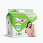 Champs Cotton Elastic Baby Diaper - Small Size, 78 Pcs | 4-8Kg | High Absorb Core Upto 12 Hrs Leakage Protection | Breathable, Soft and Dry | Anti-Rash and Anti-Bacterial Pants for Babies