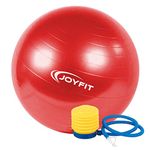 JoyFit Yoga Ball- Anti Burst 55 cm Exercise Ball with Inflation Pump, Non-Slip Gym Ball, for Yoga, Pilates, Core Training Exercises at Home and Gym- Suitable for Men and Women [1 Pc] (Red, 55)