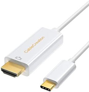 HDMI to USB-C 3M,CableCreation Type C to HDMI 4K Cable,Thunderbolt 3 Compatible Male to Male Compatible with MacBook Pro/iMac 2017,Galaxy S22/S8+,Chromebook Pixel/Yoga 910/XPS 13/Huawei Mate 10,White