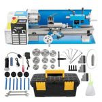 Mini Metal Lathe Variable Speed 550W-1100W 220V 110V Benchtop Lathe Machine for Metal Precision Making Threading(180 x 350 mm 550W B)