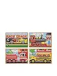 Melissa & Doug Vehicles 4-in-1 Wooden Jigsaw Puzzles in a Storage Box (48 pcs) - Toddler , Fire Truck Puzzles For Kids Ages 3+[Design may vary]