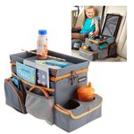 High Road CarHop Car Seat Organizer for Kids and Adults with Cup Holder Tray, Side Pockets and Cooler Compartment (Medium, Gray)