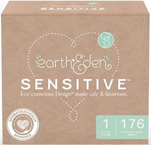 Earth & Eden Sensitive | Eco-Conscious & Hypoallergenic Diapers | Size 1 | 176 Count