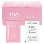 BLUE PANDA 100 Pack Wet Travel Butt Wipes, On-The-Go Flushable Wipes Individually Wrapped for Adults (Aloe Vera Scented), Pink