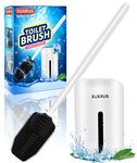 XUXRUS Silicone Flexible Toilet Brush with No-Slip Long Handle & Anti-drip Base, Deep Cleaner for Bathroom Toilet Bowl (Flooring/Wall Mounted), White