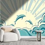 YANFENQI Basement Wall Covering Dolphin Pattern Contact Paper Wall Decor Wall Decor No Extra Glue Needed (W) 40" X(H) 31.5"