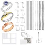 SANNIDHI® 20Pcs Ring Size Adjuster Ring Adjuster for Loose Rings Invisible Ring Size Measuring Tool, Plug-In Invisible Ring Guards Silicone Tightener Ring Adjusters Set with Polishing Cloth, Scissors