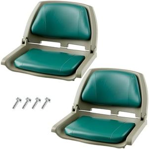 Garvee 2 Pack Boat Seats, Molded Low Back Fishing Boat Chairs, Flip-Up Jon Boat Seats, Bass Boat Cabin Seating for Speedboat, Canoe, Sightseeing Boats, Green