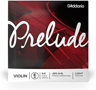 D'Addario Prelude Violin Single E String, 4/4 Scale, Light Tension - J811 4/4L - Solid Steel Core, Warm Tone, Economical and Durable – Educator’s Choice for Student Strings