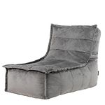 icon Dolce Velvet Lounger Bean Bag Chair, Charcoal Grey, Giant Beanbag Velvet Chair, Large Bean Bags for Adult with Filling Included, Chaise Longue Beanbag