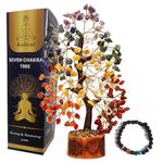 Kuhvai Seven Chakra Tree of Life, Crystal Tree for Positive Energy, 7 Chakra Tree, Feng Shui Tree, Stone Decor Natural Artificial Tree, Spiritual Gift Decorations Gemstone Tree, Free 7 Chakra Bracelet