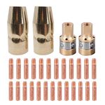 Mig Welding Gun Accessory 0.035" kit for Miller Millermatic M-10,M-15 Hobart H-9 H-10,Tip-Nozzle-Diffuser-25pcs Contact Tips 000-068 0.035" + 2pcs Gas nozzles 169-715 1/2"+ 2pcs diffusers 169-716