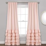 Lush Decor Allison Ruffle Curtains Window Panel Set for Living, Dining Room, Bedroom (Pair), 84 in L, Pink/Blush